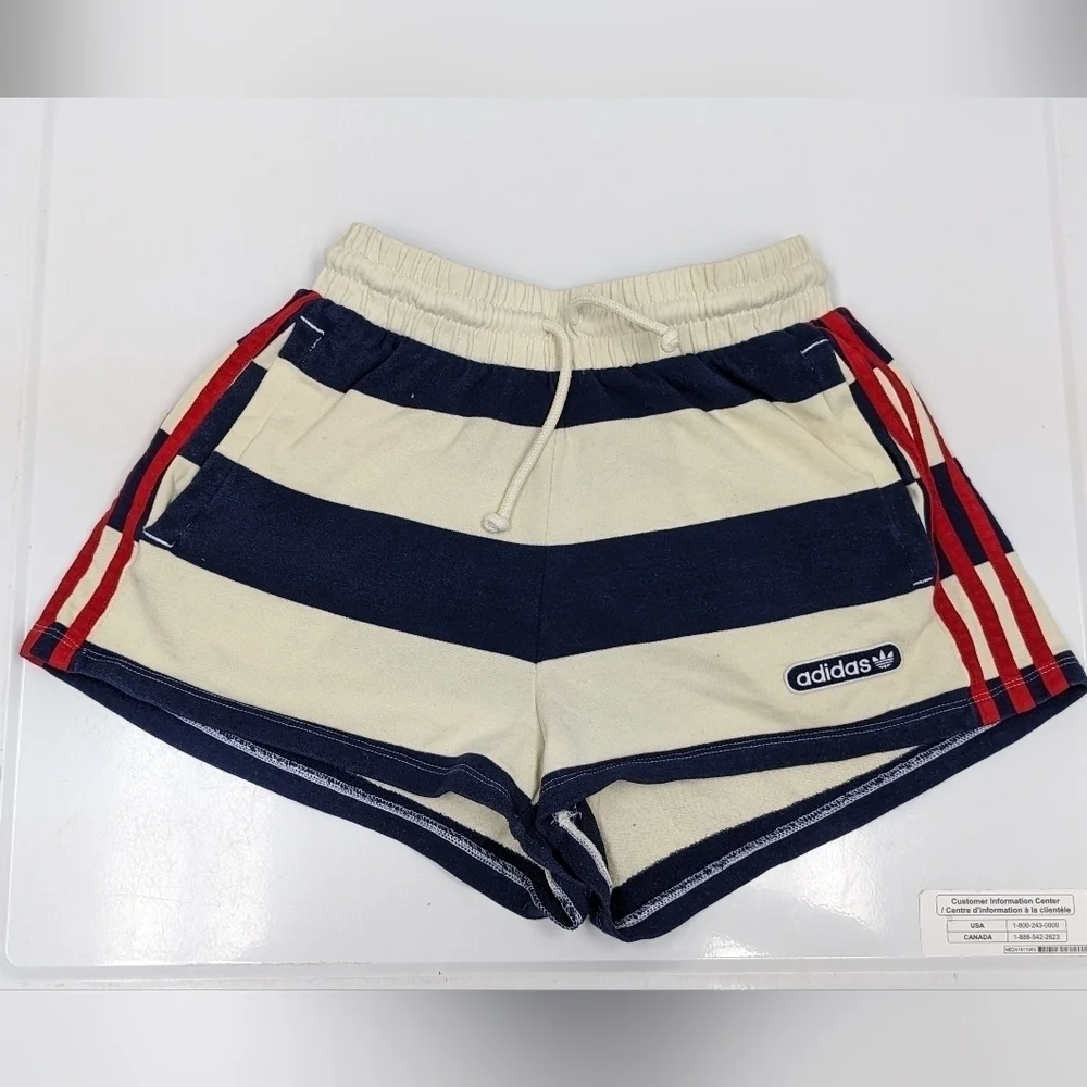 Adidas women's mid waist striped shorts size XS - Picture 4 of 14